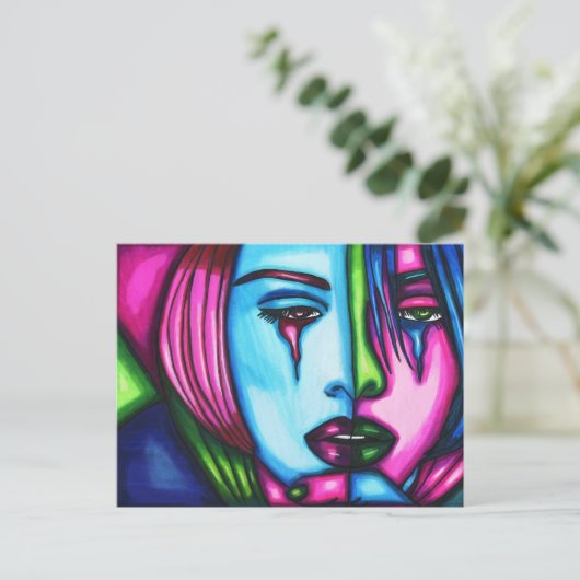 Die Abstrakte Originalkunst der Frau Postkarte (Stehend Vorderseite)