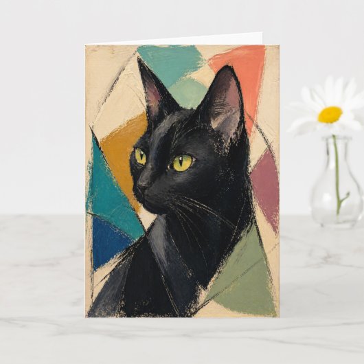 Die abstrakte schwarze Katze Karte (Kleine Pflanze)