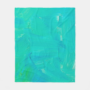 Die abstrakten Pinselstriche sind grün und blau ge Fleecedecke