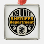 Die Abteilung des Sheriffs der Einheits-K9 Silbernes Ornament (Vorne)