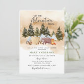 Die Adventure Woodland Baby-Dusche gelassen Einladung (Stehend Vorderseite)