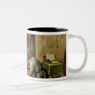 Die Affen an der Schule Zweifarbige Tasse