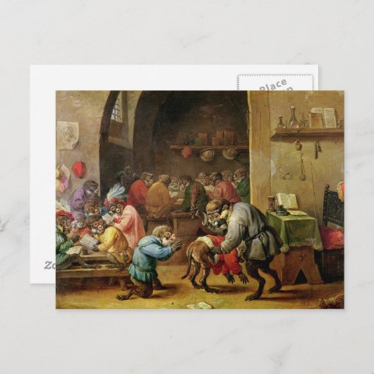 Die Affen in der Schule Postkarte (Vorne/Hinten)