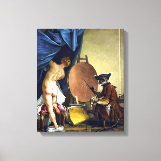 Die Affenmalerin Leinwanddruck