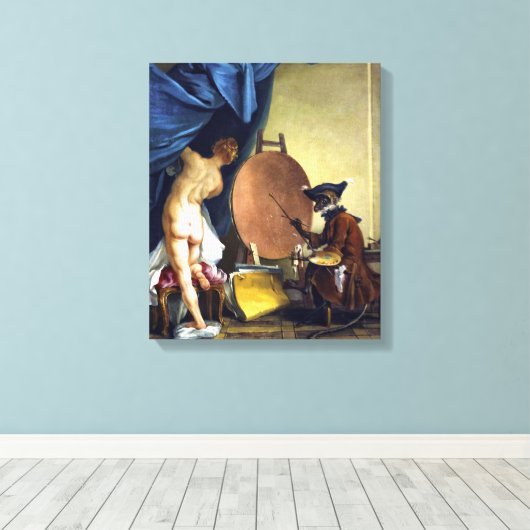 Die Affenmalerin Leinwanddruck (Insitu (Holzboden))