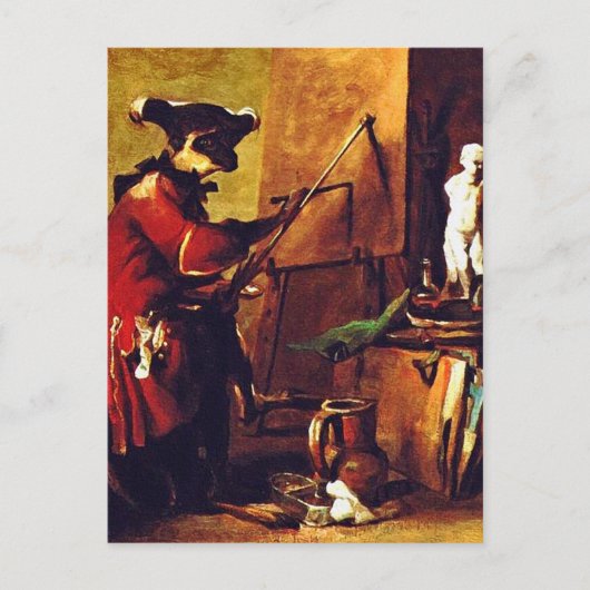 Die Affenmalerin Postkarte (Vorderseite)