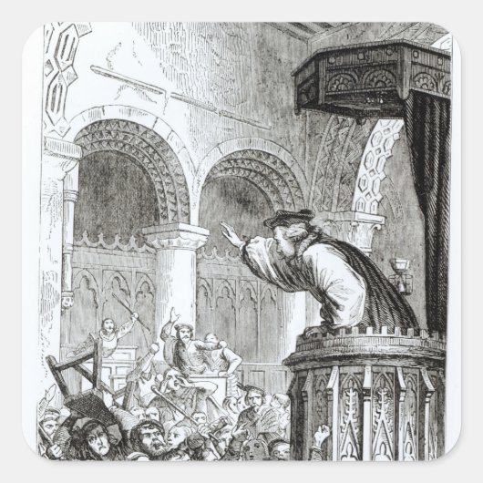 Die Affray in der Hohen Kirche, Edinburgh Quadratischer Aufkleber (Vorderseite)