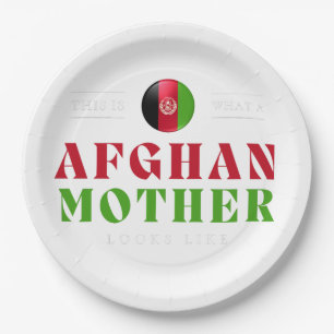 Die afghanische Mutter sieht aus wie die Flaggenmü Pappteller