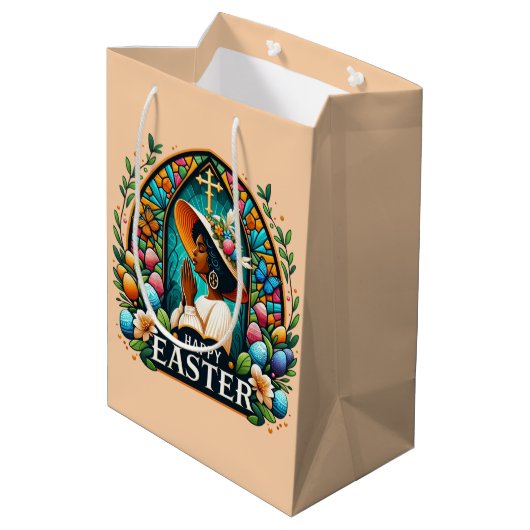 Die Afrikanische Amerikanerin zu einem religiösen Mittlere Geschenktüte (Rückseite Schrägansicht)