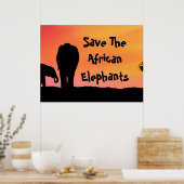 Die afrikanischen Elefanten gerettet Poster (Küche)