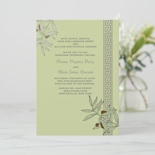 Die ägäische Hochzeits-Einladung Einladung (Stehend Vorderseite)