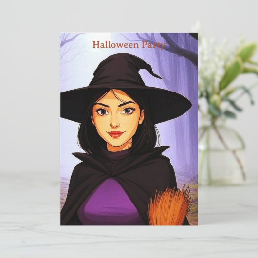 Die AI Friendly Hexe Einladung (Stehend Vorderseite)