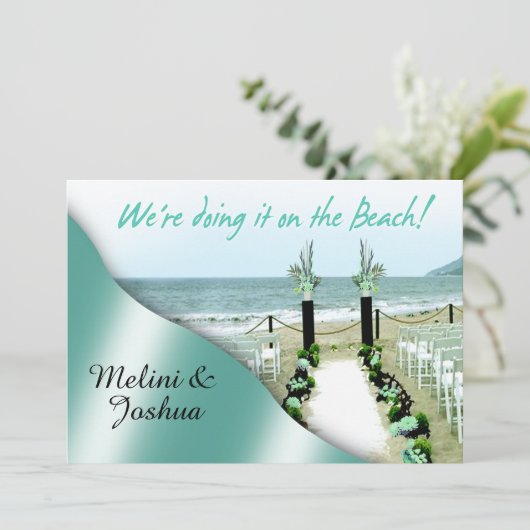 Die Aisle Aqua Lucite Green Beach Hochzeit Einladung (Stehend Vorderseite)