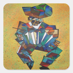 Die akkordionistische Kunst des Kubismus Quadratischer Aufkleber