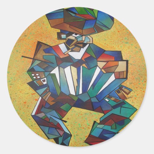 Die akkordionistische Kunst des Kubismus Runder Aufkleber (Vorderseite)