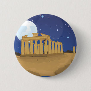 Die Akropolis des Athener Cartoon Button