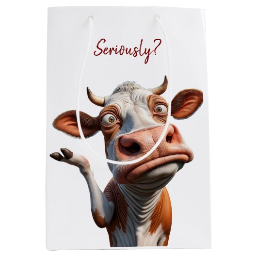 Die Alberne Kuh - "Ernsthaft?" Funny Quote Design Mittlere Geschenktüte (Vorderseite)