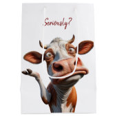 Die Alberne Kuh - "Ernsthaft?" Funny Quote Design Mittlere Geschenktüte (Rückseite)
