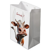 Die Alberne Kuh - "Ernsthaft?" Funny Quote Design Mittlere Geschenktüte (Rückseite Schrägansicht)