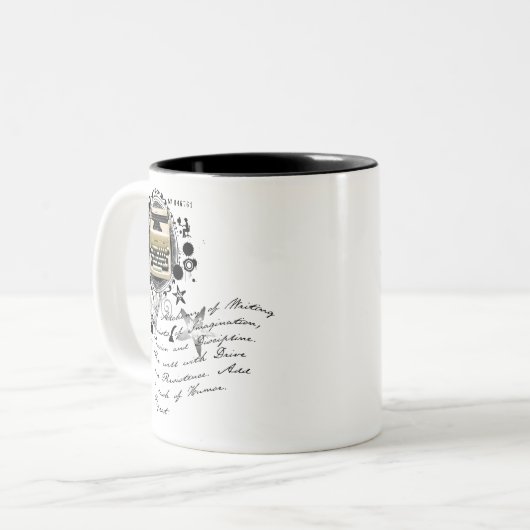 Die Alchimie des Schreibens Zweifarbige Tasse (Vorderseite Links)