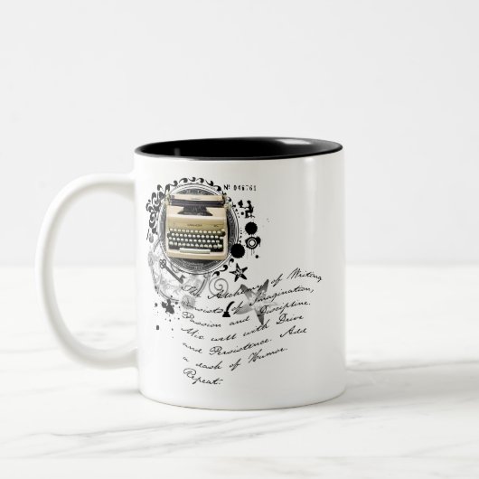 Die Alchimie des Schreibens Zweifarbige Tasse (Links)