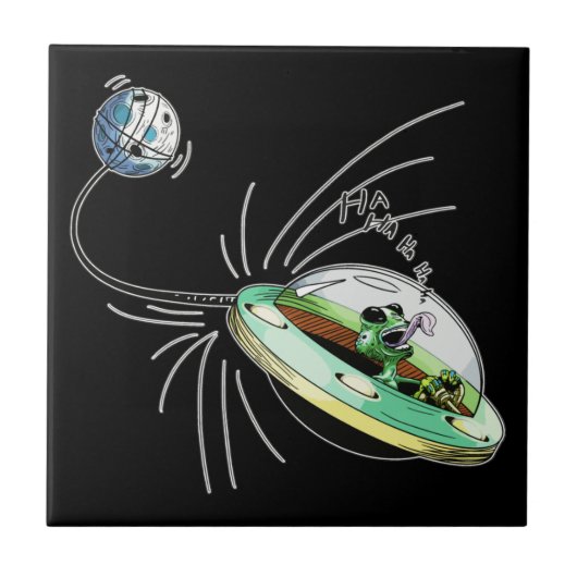 Die Alien des Weltraums, den Mond zu stehlen Fliese (Vorderseite)