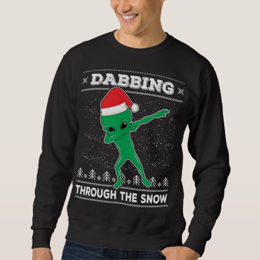 Die Alien Santa Ugly Christma durch den Schnee sch Sweatshirt (Vorderseite)