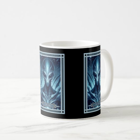 Die Alien-Tarot-Karte Kaffeetasse (VorderseiteRechts)