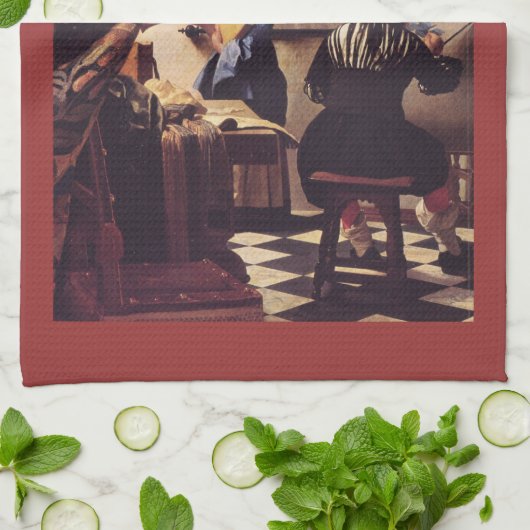 Die Allegorie der Malerei von Johannes Vermeer Handtuch (Gefaltet)