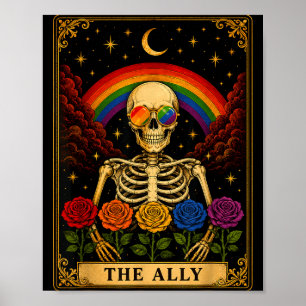 Die Ally-Tarotkarte Skelett Regenbogen Stolz Poster