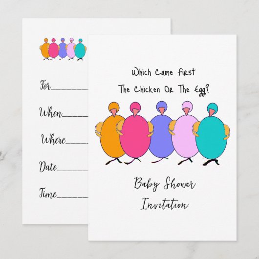 Die als Erstes das Huhn oder die Eierdusche des Ba Einladung (Vorne/Hinten)