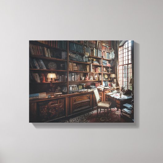 Die alte Bibliothek Leinwanddruck (Vorderseite)