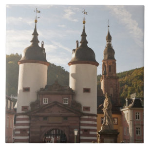 Die Alte Brücke in der Altstadt von Heidelberg, De Fliese