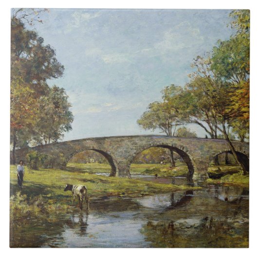 Die alte Brücke (von Theodore Robinson) Fliese (Vorderseite)