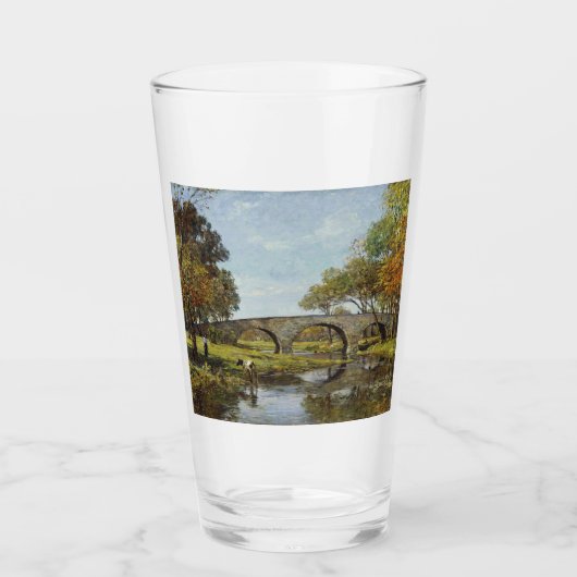 Die alte Brücke (von Theodore Robinson) Glas (Vorderseite)