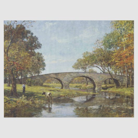 Die alte Brücke (von Theodore Robinson) Seidenpapier (Vorderseite)