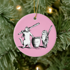 Die alte Eule und der Pussycat Keramik Ornament