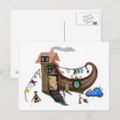 Die alte Frau im Schuh Postkarte (Vorne/Hinten)