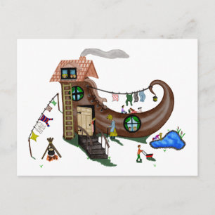 Die alte Frau im Schuh Postkarte