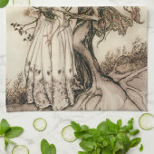 Die alte Frau im Wald von Arthur Rackham Geschirrtuch (Gefaltet)