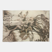 Die alte Frau im Wald von Arthur Rackham Geschirrtuch (Horizontal)