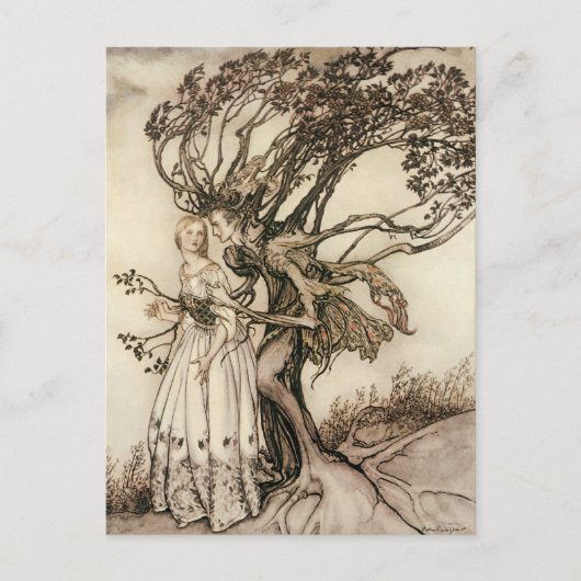 Die alte Frau im Wald von Arthur Rackham Postkarte (Vorderseite)