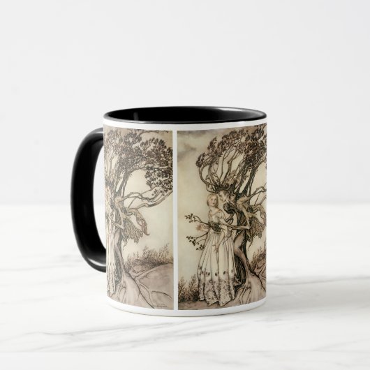 Die alte Frau im Wald von Arthur Rackham Tasse (Vorderseite Links)