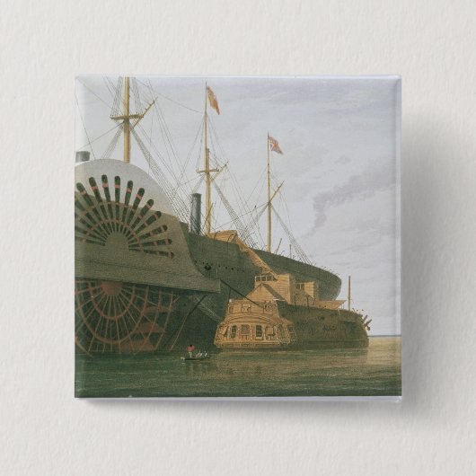 Die alte Fregatte HMS Agamemnon mit ihrem Gewicht Button (Vorderseite)