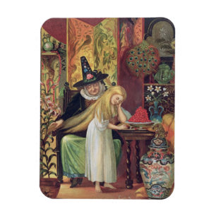 Die alte Hexe, die Gerda Haar mit einem goldenen c Magnet