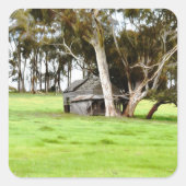 Die alte Holzhütte Quadratischer Aufkleber (Vorderseite)