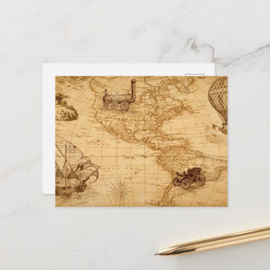 Die alte Landkarte der vereinten Staaten Postkarte (Vorderseite/Rückseite Beispiel)