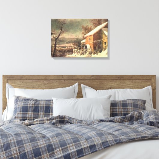 Die alte Mühle im Winter Currier & Ives Leinwand d (Insitu (Schlafzimmer))