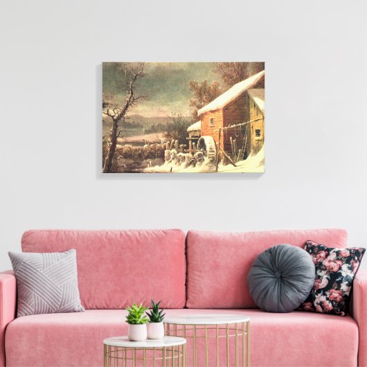 Die alte Mühle im Winter Currier & Ives Leinwand d (Insitu (Wohnzimmer))