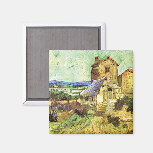 Die alte Mühle von Vincent van Gogh Magnet (Vorderseite/Rückseite)